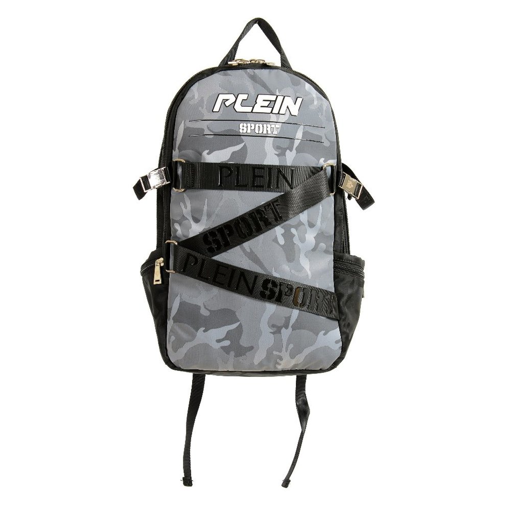 Plein Sport Unisex Military Print Gray "ZAINO RUNNER" Backpack Bag